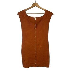 Urban Outfitters Silence + Noise Rust Orange Snap Front Knit Dress NWT Large